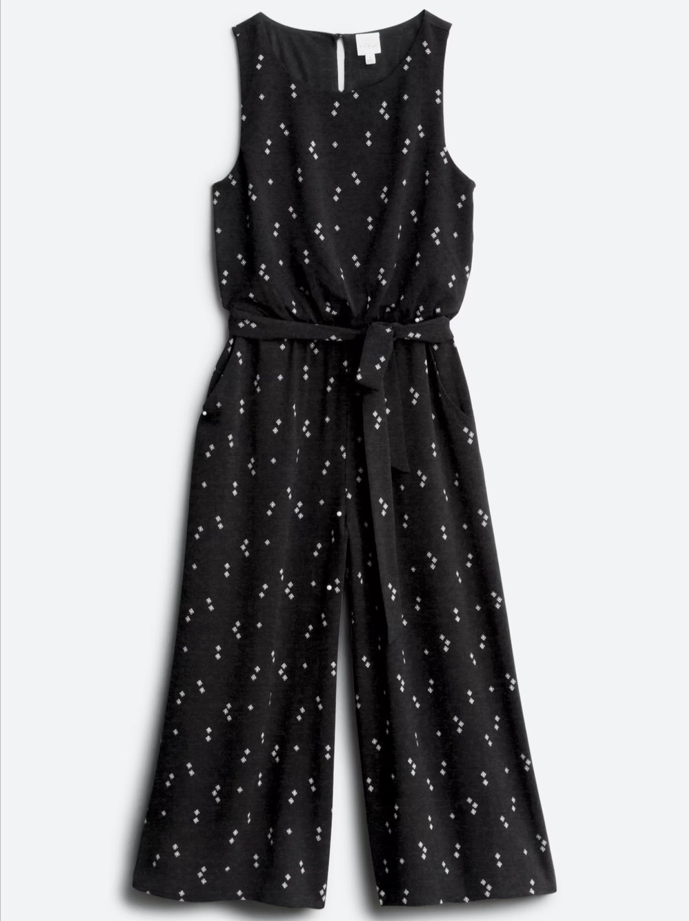 Kaleigh "Parker" Crop Wide-Leg Jumpsuit with Tie Waist